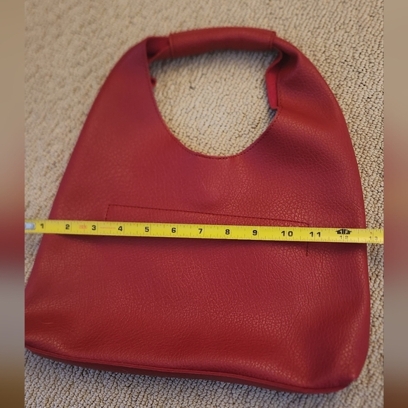 NWOT Banana Republic Vegan Leather Mini Slouchy Tote in Red - Picture 7 of 8